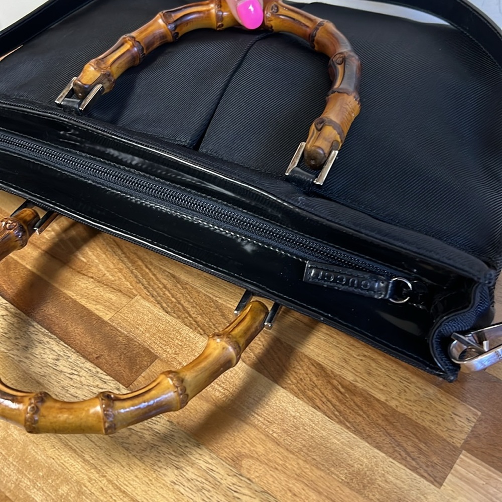 Vintage Gucci Black Tote Handbag with Bamboo Handles - Picture 7 of 12